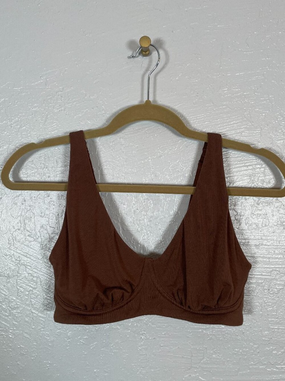 MeUndies Women L Brown Walnut Shell Longline Bralette Ultra Modal Feel Free